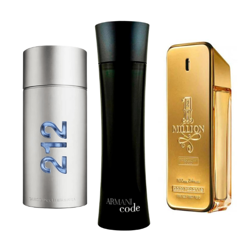 Combo de 3 perfumes 212 Men NYC, Paco Rabanne One Milion, Armani Code Homme 100ml